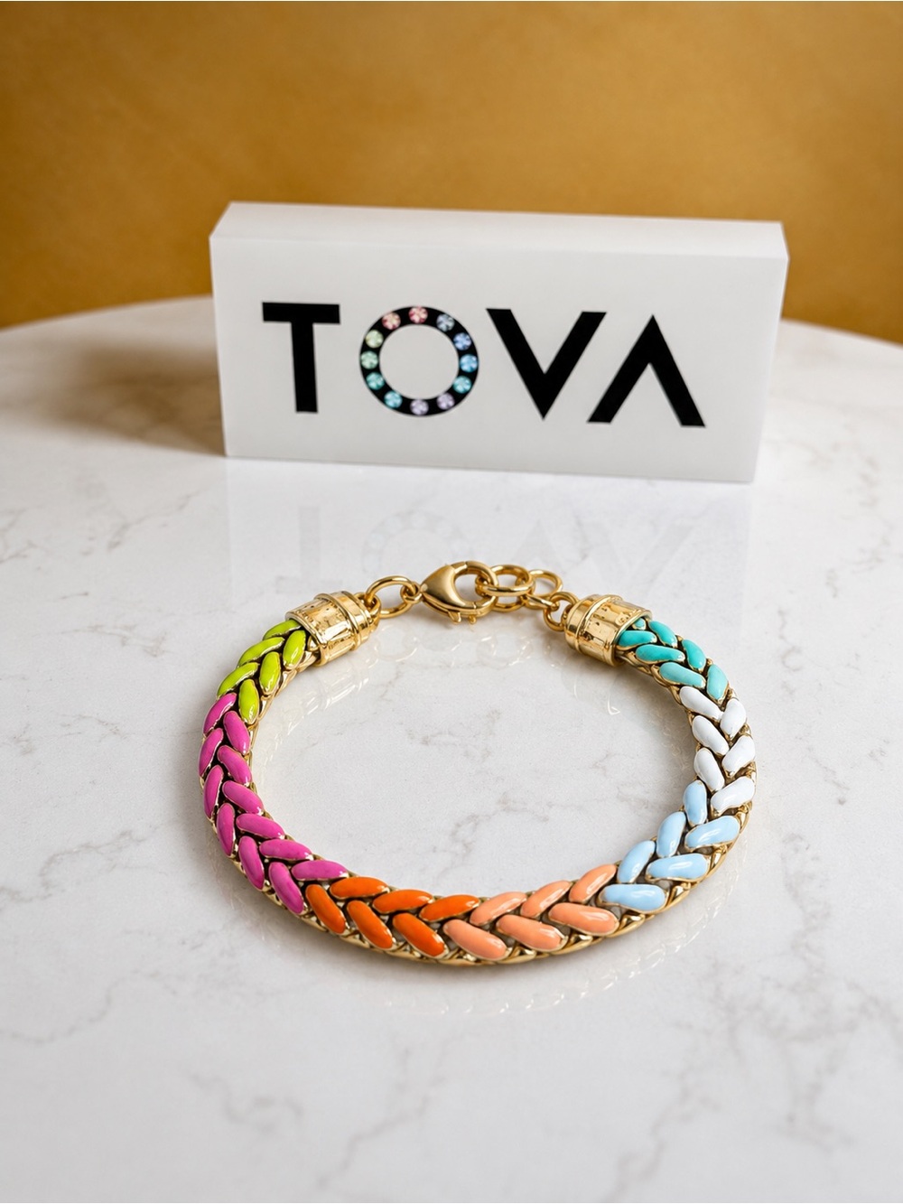 Tova Multicolor Braided hand painted enamel
Link chain in Pastels.